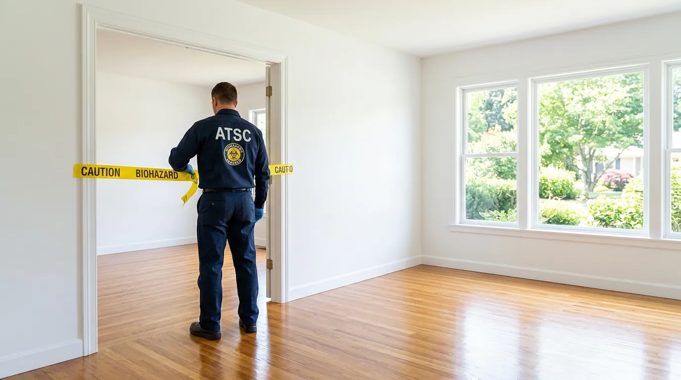 Certified biohazard cleanup crew performing Decomposition Cleanup in Galveston